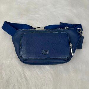 Coach Men's Belt Bag With Signature Canvas Interior Detail Deep Blue CM334 NWT